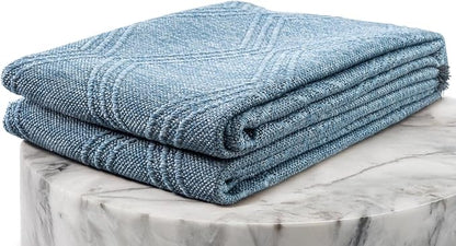 LUXE WEAVERS Modern Farmhouse Blue 5x7 Washable Area Rug, Anti-Slip Diamond Pattern Carpet