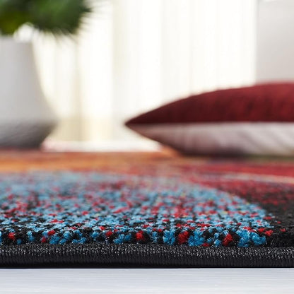 SAFAVIEH Glacier Collection Runner Rug - 2'3" x 22', Red & Green, Modern Abstract Design, Non-Shedding & Easy Care, Ideal for High Traffic Areas in Living Room, Bedroom (GLA126Q)
