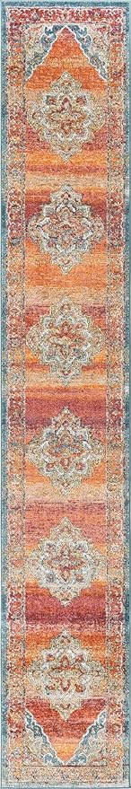 Unique Loom Isabella Collection Area Rug - Rossellini (2' 7" x 16' 5" Runner, Rust Red/ Beige)