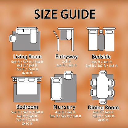 Mandala Rugs for Living Room - 5x7 Area Rugs, Vintage Floral Rug, Orange Mandala Rug for Living Room, Boho Medallion Washable Bedroom Carpet, Meditation Boho Ethnic Home Decor & Gifts