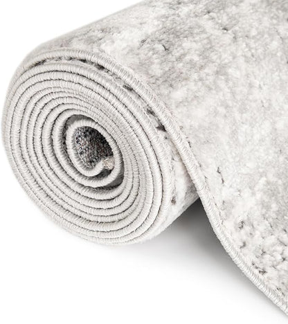 Rugs.com Leipzig Collection Rug – 12 Ft Runner Gray Low-Pile Rug Perfect for Hallways, Entryways