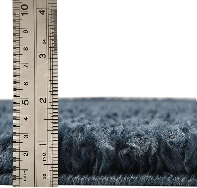 Unique Loom Davos Shag Collection Area Rug - Solid (2' x 8' Runner, Marine Blue)