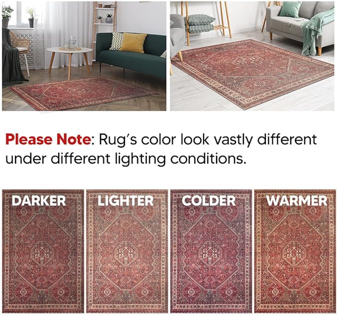 Keen Home Design 2x3 Rug - Machine Washable Entry Rug with Non-Slip Backing, Ideal for Enteryway, Kitchen, Bathroom, Laundry Room - Vintage, Easy Clean, Durable, Low Pile Rug - (2' x 3')