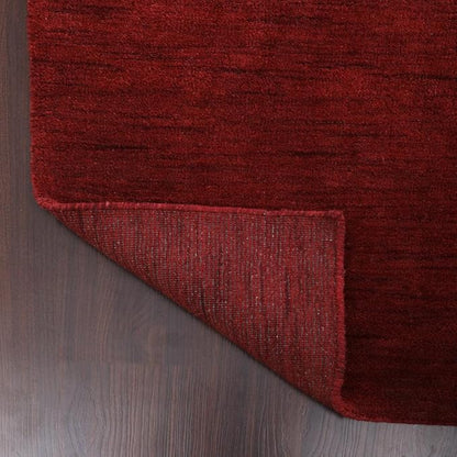 Hand Knotted Loom Wool ECO-Friendly Area Rugs - 2'8''x10', Runner, Red Color, Solid Plain Design, High Pile Thick Handmade Anti Skid Area Rugs for Living Room, Bed Room (L00111)
