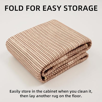 ILANGO Jute Area Rugs for Living Room, Woven Washable Rugs 3'x5' Indoor, Natural Farmhouse Rugs for High Traffice Areas, Non Slip Carpet with Rubber Backing for Bedroom Kitchen Porch