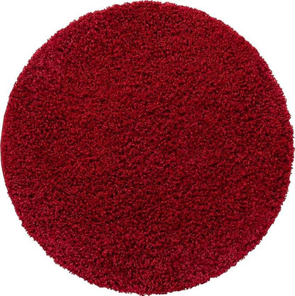 Unique Loom Solid Shag Collection Area Rug (3' 3" Round, Cherry Red)
