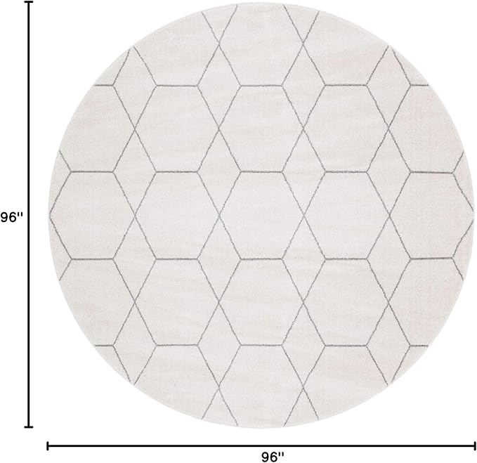 Unique Loom Trellis Frieze Collection Area Rug - Geometric (8' Round, Ivory/ Gray)
