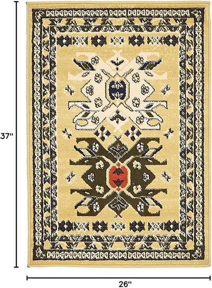 Unique Loom Taftan Collection Border Geometric Tribal Inspired Design Area Rug (2' 2 x 3' 0 Rectangular, Gold/ Gray)
