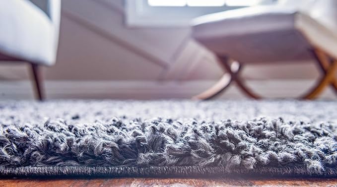 Unique Loom Davos Shag Collection Area Rug - Solid (2' 7" x 16' 5" Runner, Peppercorn)