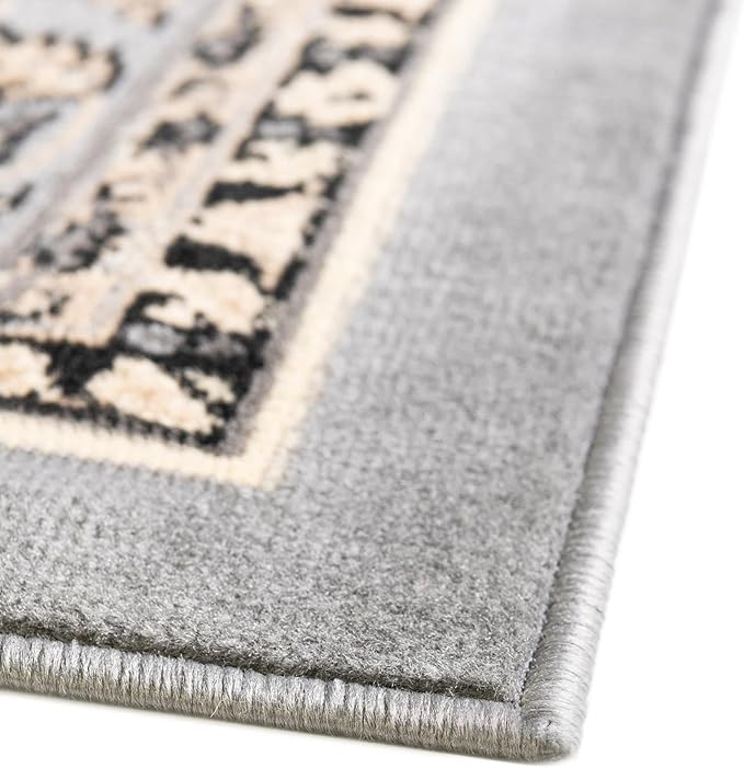 Rugs.com Yasmin Collection Rug – 8 Ft Square Gray Medium Rug Perfect for Living Rooms, Kitchens, Entryways