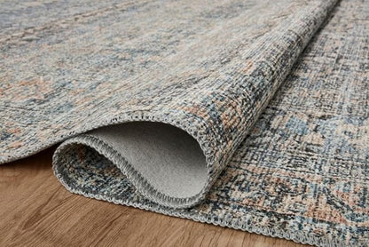 Loloi Amber Lewis Billie Collection, Denim & Blush, 2'-0" x 5'-0" Accent Rug – Antique & Distressed Accent Rugs for Living Room, Bedroom, Entryway & Hallway, No Shed High Traffic Area Home Decor Rug