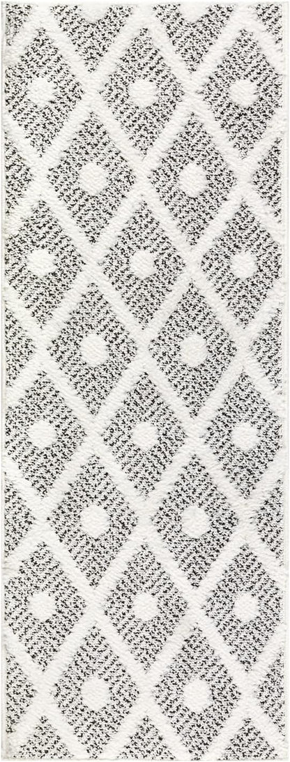 Antep Rugs Palafito 2x5 Geometric Shag Diamond High-Low Pile Textured Indoor Area Rug (Gray, 2' x 5')