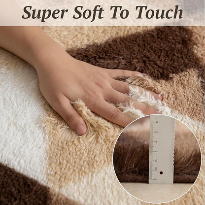 8x10 Area Rugs for Living Room Bedroom, Soft Fluffy Shaggy Bedside Rug, Indoor Floor Carpet for Kids Playroom, Dorms, Nursery Rooms, Home Decor (Coffee Ombre 8'x10')