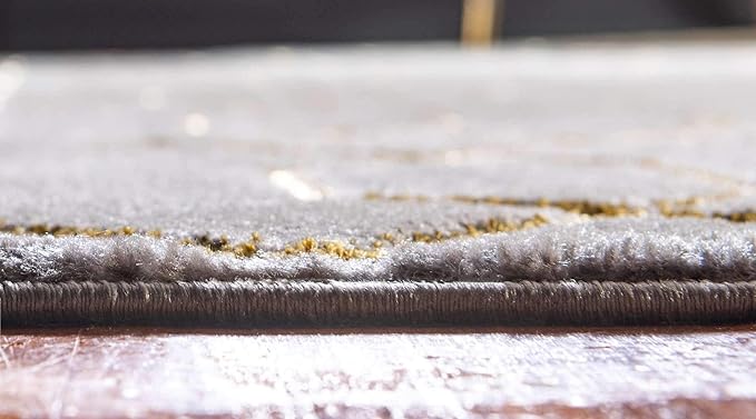 Unique Loom Marilyn Monroe Glam Collection Area Rug - Trellis (2' x 6' 1' Runner, Gray Gold/ Gold)