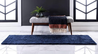 Unique Loom Solo Collection Area Rug - Calabasas (2' 2" x 13' 1" Runner, Navy Blue)