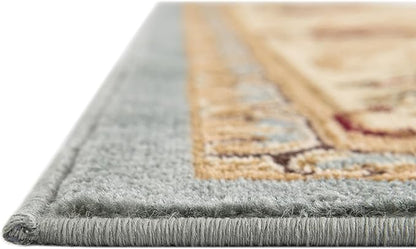 Rugs.com Chateau Collection Rug – 3' x 16' 5 Runner Light Blue Medium Rug Perfect for Hallways, Entryways