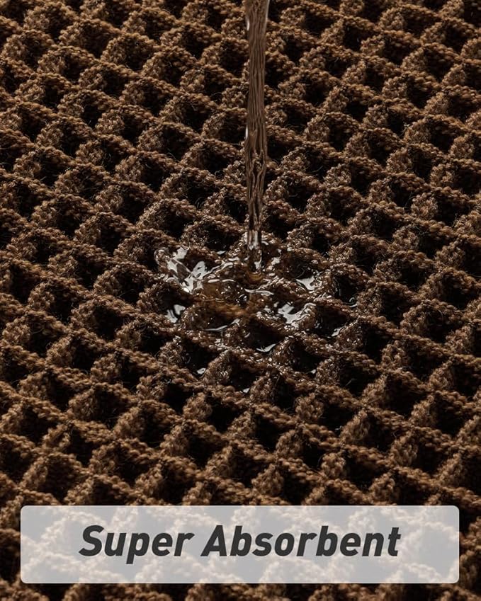 Upgraded Waffle Runner Rug Super Absorbent Non Slip Bath Mats for Bathroom Machine Washable Bathroom Runner Rug with Tassels, Ideal for Hallway Bedroom Laundry Room, 2' x 4' (24" x 48"), Terracotta