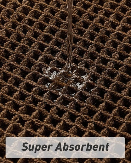 AMOAMI Upgraded Waffle Bath Mat, Super Absorbent Non Slip Bath Mats for Bathroom Floor, Machine Washable Bathroom Rugs with Tassels, Rubber Backed Bathroom Mats, Ultra Soft, 20" x 32",Terracotta