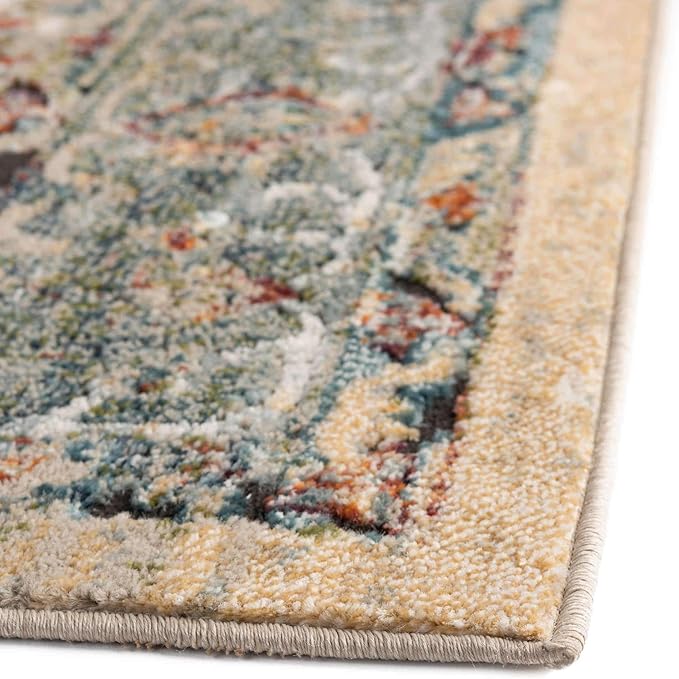 Unique Loom Isabella Collection Area Rug - Rossellini (5' 4" Square, Blue/ Beige)