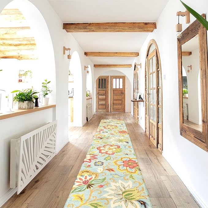 Lahome Floral Extra Long Runner Rugs for Hallways - Runner Rug 2x10 Non-Slip Washable Kitchen Floor Runner Throw Lightweight Indoor Rug, Paisley Print Carpet Runner for Bedroom Foyer Entryway Bathroom