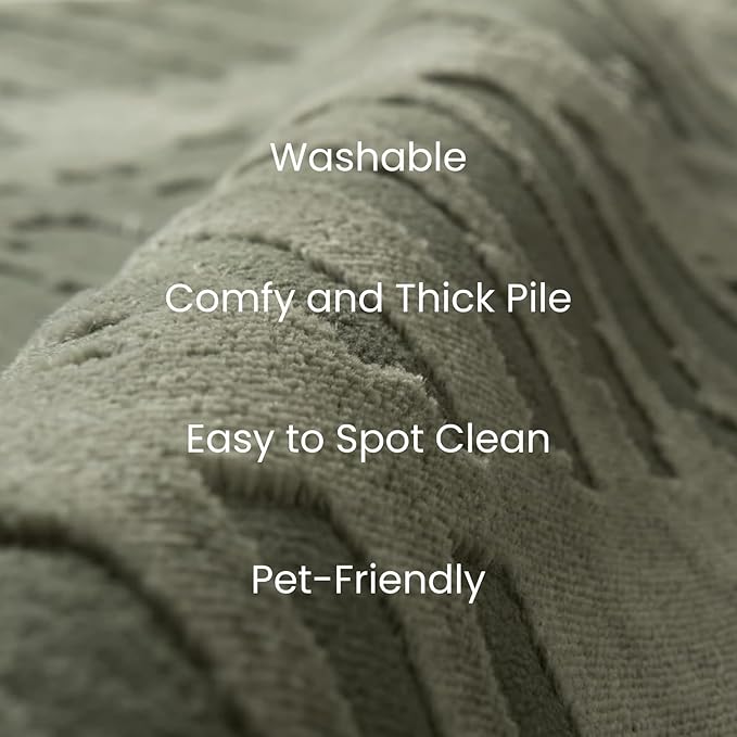 Revival Rugs Shell 2'7"x4'11" Machine Washable Area Rug for Kitchen Bedroom - 100% Recycled Oeko-TEX Certified, Medium Pile, Green