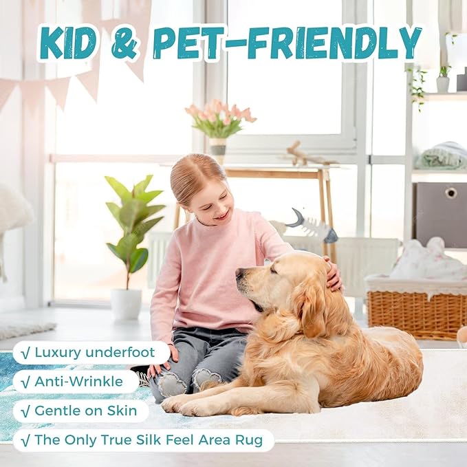 Beach Pattern 2x8ft Runner Rug Non Slip Washable Kitchen Runner Rug with Rubber Backing，Low-Pile Soft Washable Runner Rugs for Hallway Entryway Kitchen Bedroom Living Room Bathroom