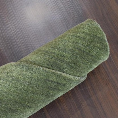 Hand Knotted Loom Wool ECO-Friendly Area Rugs - 10'x10', Octagon, Green Color, Solid Plain Design, High Pile Handmade Anti Skid Area Rugs for Living Room, Bed Room (L00111)