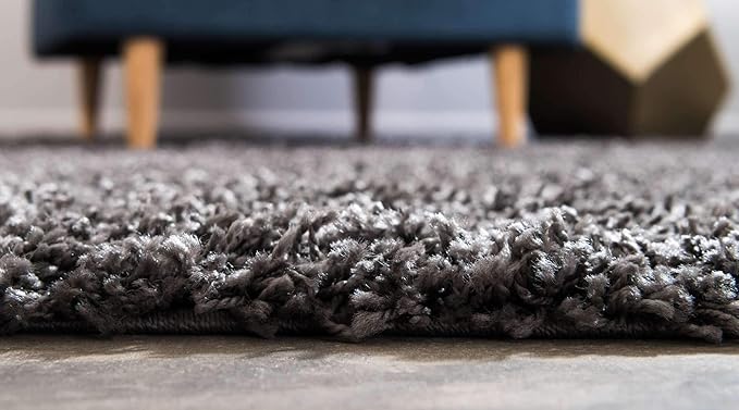 Unique Loom Solid Shag Collection Area Rug (2' x 3' 1" Rectangle, Graphite Gray)