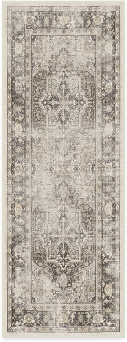 RUGGABLE Washable Vintage Runner Rug – Kamran Hazel 2.5x7, Stain-Resistant, Non-Slip Hallway Runner – Machine Washable Rug for Hallway, Entryway, Living Room & Kitchen–with Cushioned Pad