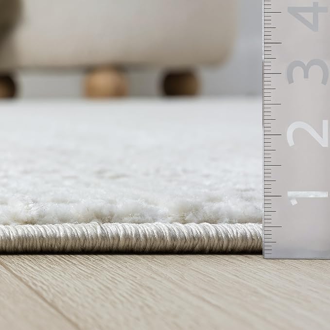 Abani Cream Area Rug - Living Room & Bedroom - Textured Weave Design - Indoor Use - Easy to Clean, Stain Resistant, Non-Shedding - Neutral Collection (8'11" x 12')