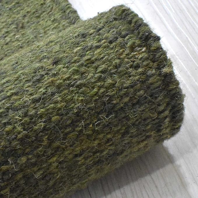 Rugsotic Carpets Hand Woven Flat Weave Kilim Wool ECO-Friendly Area Rugs - 5'x8', Rectangle Shape, Olive Color, Solid Plain Design, Low Pile Handmade Area Rugs for Living Room, Bed Room (D00111)