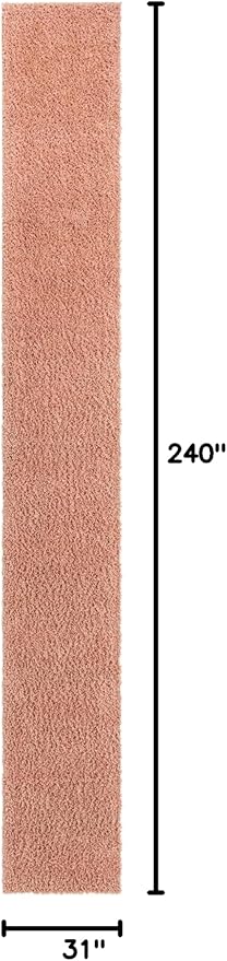 Unique Loom Davos Shag Collection Area Rug - Solid (2' 7" x 20' Runner, Dusty Rose)