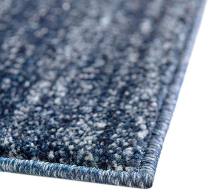 Rugs.com Angelica Collection Rug – 10 Ft Runner Navy Blue Medium Rug Perfect for Hallways, Entryways