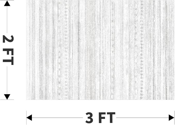 Small Area Rug-2x3 Entryway Rug Non Slip Washable Low Pile Indoor Door Mat Neutral Distressed Boho Moroccan Entrance Rugs Carpet for Bedroom Kitchen Powder Room Front Porch Bathroom, Grey