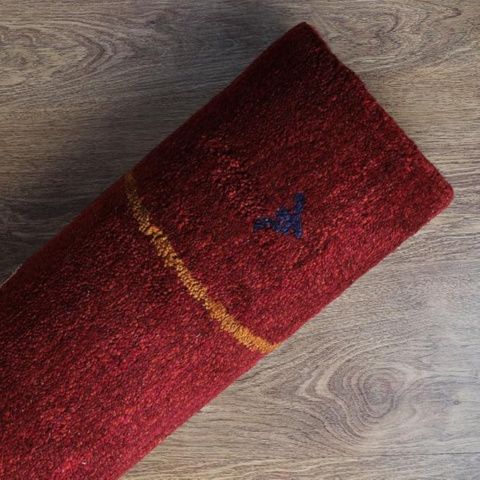 Rugsotic Carpets Hand Knotted Gabbeh Wool 6'x9' Area Rug Solid Blue L00111