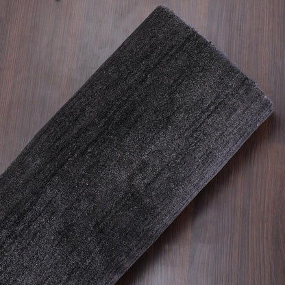 Hand Knotted Loom Wool ECO-Friendly Area Rugs - 2'6''x10', Runner, Charcoal Color, Solid Plain Design, High Pile Handmade Anti Skid Area Rugs for Living Room, Bed Room (L00111)