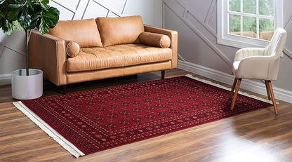 Unique Loom Tekke Collection Over-Dyed Saturated Traditional Torkaman Area Rug, 8 ft x 11 ft, Red/Burgundy