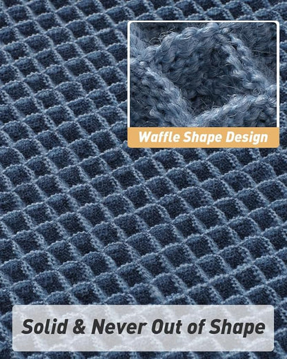 AMOAMI Upgraded Waffle Runner Rug Super Absorbent Non Slip Bath Mats for Bathroom Machine Washable Bathroom Runner Rug with Tassels, Ideal for Hallway Bedroom Laundry Room, 2'x 6'(24" x 72"), Blue