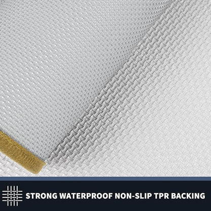 PURRUGS Dirt Trapping Door Mat 24" x 60", Non-Slip/Skid Machine Washable Entryway Rug, Shoes Scraper, Throw Rug, Super Absorbent Area Rug for Muddy Wet Shoes and Paws, Light Cream & Gold