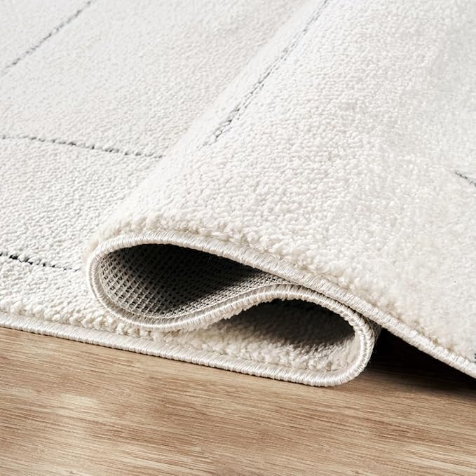Abani Cream Area Rug – 3' x 5' – Oliver Collection – Striped Pattern – Non-Shedding, Easy to Clean – Durable for Living Room, Bedroom, or Office, Pet & Child Friendly