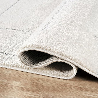 Abani Cream Area Rug – 5' x 8' – Oliver Collection – Striped Pattern – Non-Shedding, Easy to Clean – Durable for Living Room, Bedroom, or Office, Pet & Child Friendly