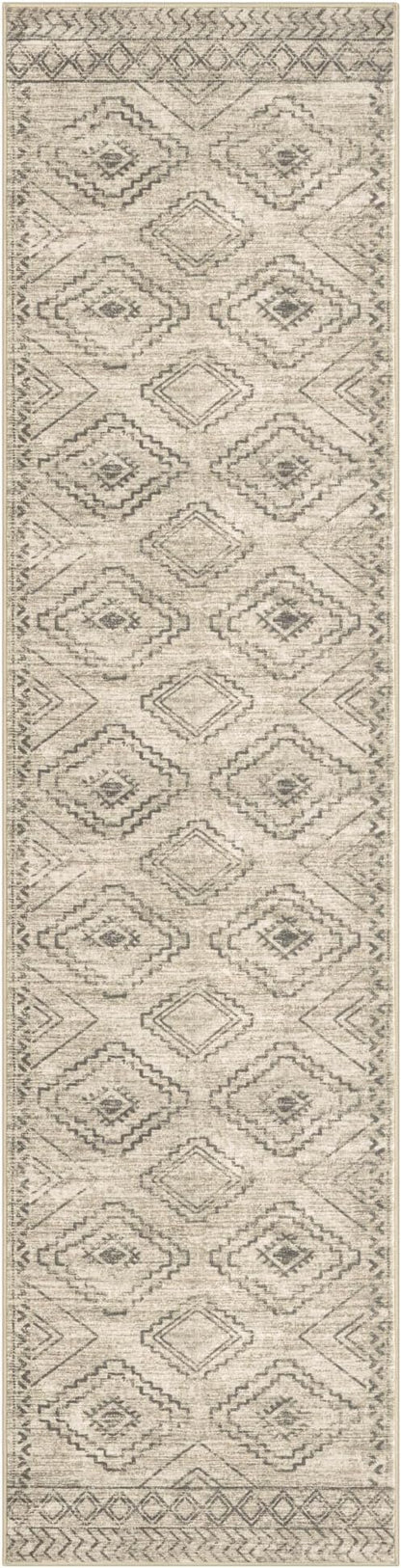 KILOCOCO Hallway Runner Rug 2'x8' Runners for Hallways Washable Runner Rug Non Slip Rubber Backed Low-Pile Runners for Bedroom Kitchen Living Room Laundry Room Boho Rugs, Beige/Gray/Green