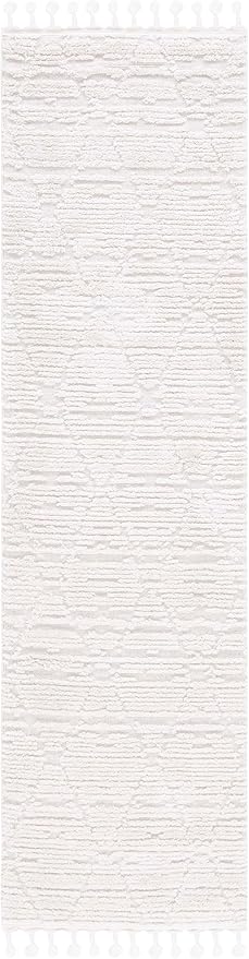 SAFAVIEH Marrakesh Collection Runner Rug - 2'2" x 18', Beige, Moroccan Boho Braided Tassel Design, Ideal for High Traffic Areas in Living Room, Bedroom, Dining Room (MRK517C-218)