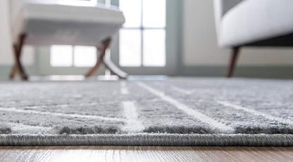 Rugs.com Lattice Trellis Collection Rug – 9' x 12' Gray Low-Pile Rug Perfect for Living Rooms, Large Dining Rooms, Open Floorplans