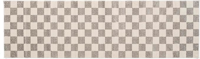 Revival Rugs Gambit 3'x9’ Checkered Rug Machine Washable Runner Rug for Hallway Entryway - 100% Recycled Oeko-TEX Certified, Medium Pile, Gray, Beige