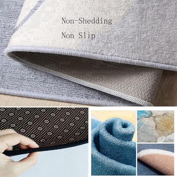 Vintage Boho Area Rugs Multicolor Ethnic Style Geometric Splicing Carpets Bedroom Living Room Kitchen Floor Mats Indoor Outdoor Non-Shedding Runner Rug Home Décor Carpet 5' X 5'