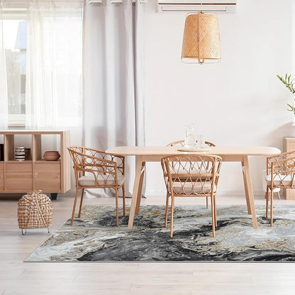 LUXE WEAVERS Marble Swirl Abstract Area Rug, Smoke 5x7