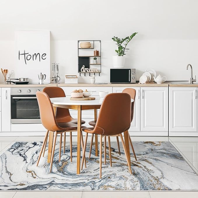 LUXE WEAVERS Marble Effect Abstract Blue 8x10 Area Rug