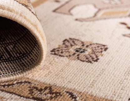 Unique Loom Taftan Collection Border Geometric Tribal Inspired Design Area Rug (3' 0 x 16' 5 Runner, Ivory/ Tan)