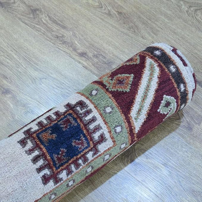 Hand Knotted Wool & Silk ECO-Friendly Oriental Area Rugs - 4'x6', Rectangle Shape, Cream Burgundy Color, Classic Oriental Traditional, Medium Pile Handmade Area Rugs (AF0102)
